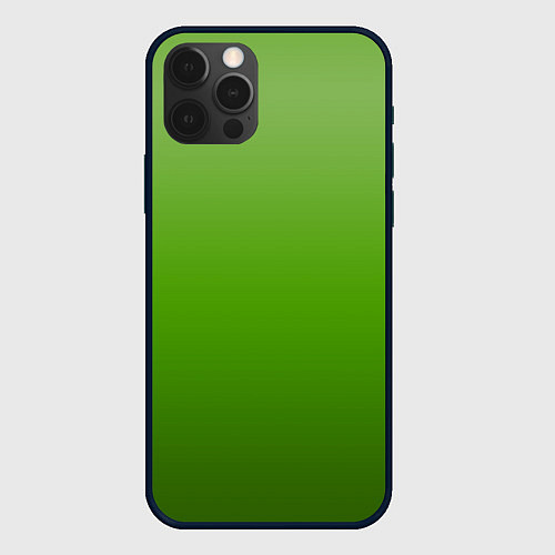 Чехол iPhone 12 Pro Градиент яблочный зелёный / 3D-Черный – фото 1