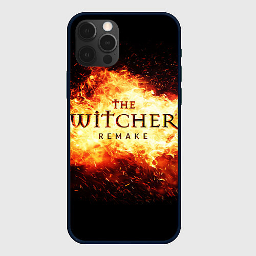 Чехол iPhone 12 Pro The Witcher Remake в пламени огня / 3D-Черный – фото 1