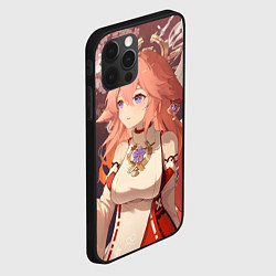 Чехол для iPhone 12 Pro Genshin Impact Яэ Miko smile kitsune, цвет: 3D-черный — фото 2