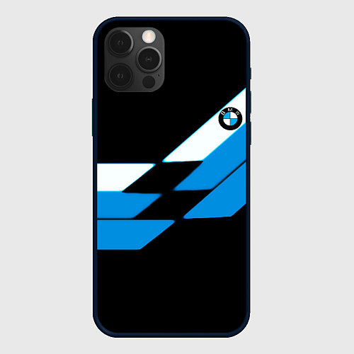 Чехол iPhone 12 Pro BMW sport geometry blu / 3D-Черный – фото 1