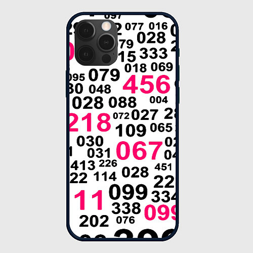 Чехол iPhone 12 Pro Игра в кальмара паттерн чисел / 3D-Черный – фото 1