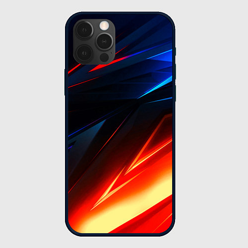 Чехол iPhone 12 Pro Geometry stripes neon steel / 3D-Черный – фото 1