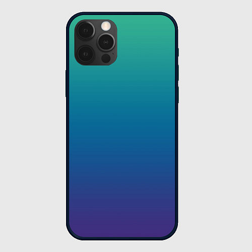 Чехол iPhone 12 Pro Градиент зелёно-фиолетовый / 3D-Черный – фото 1