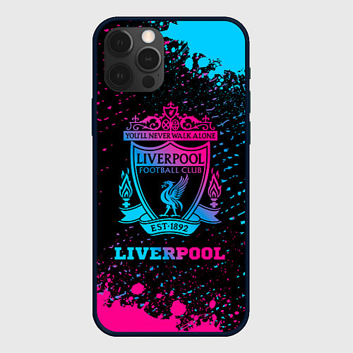 Чехол iPhone 12 Pro Liverpool - neon gradient / 3D-Черный – фото 1