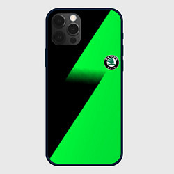 Чехол iPhone 12 Pro Skoda green line geometry
