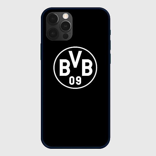 Чехол iPhone 12 Pro Borussia sport fc белое лого / 3D-Черный – фото 1