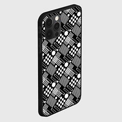 Чехол для iPhone 12 Pro Черно белый узор из геометрических фигур, цвет: 3D-черный — фото 2