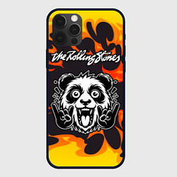 Чехол для iPhone 12 Pro Rolling Stones рок панда и огонь, цвет: 3D-черный