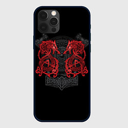 Чехол для iPhone 12 Pro Кельтский узор с волком и топорами, цвет: 3D-черный