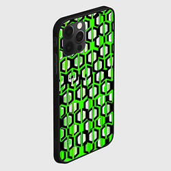 Чехол для iPhone 12 Pro Техно узор из шестиугольников зелёный, цвет: 3D-черный — фото 2