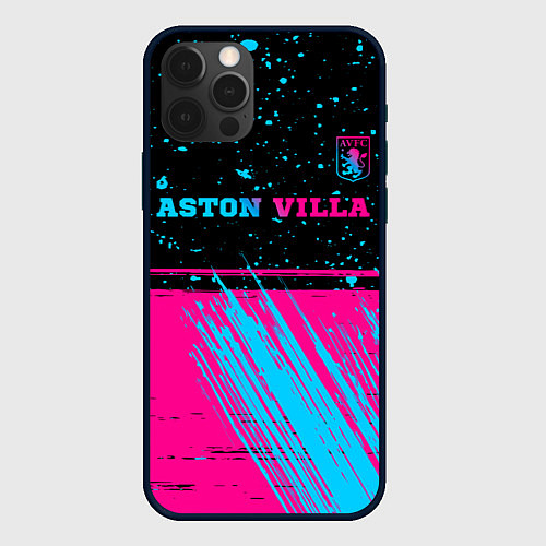 Чехол iPhone 12 Pro Aston Villa - neon gradient посередине / 3D-Черный – фото 1