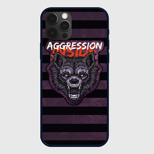 Чехол iPhone 12 Pro Aggression inside - текстурный фон / 3D-Черный – фото 1