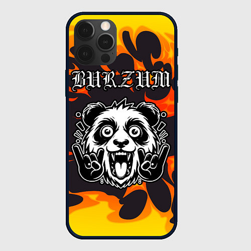 Чехол iPhone 12 Pro Burzum рок панда и огонь / 3D-Черный – фото 1