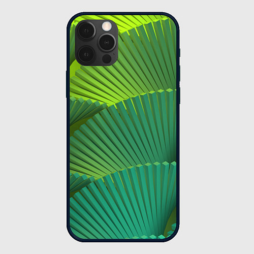 Чехол iPhone 12 Pro Объемные веерные столбики / 3D-Черный – фото 1