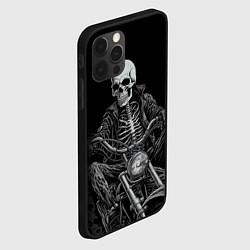 Чехол для iPhone 12 Pro Скелет на мотоцикле, цвет: 3D-черный — фото 2