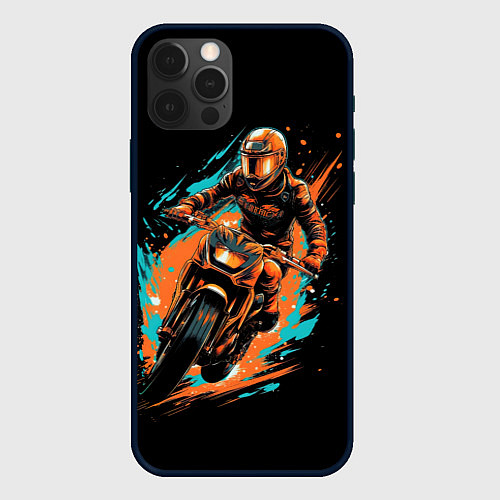 Чехол iPhone 12 Pro Мотокросс спорт / 3D-Черный – фото 1