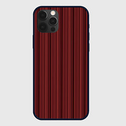Чехол для iPhone 12 Pro Тёмно-красный в полоску, цвет: 3D-черный