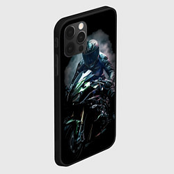 Чехол для iPhone 12 Pro Мотоциклист в зеленом свете, цвет: 3D-черный — фото 2