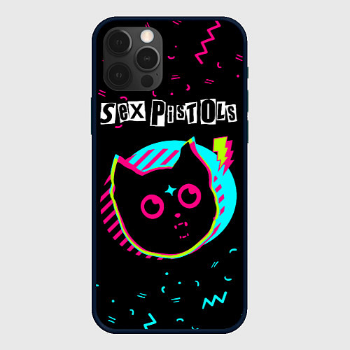 Чехол iPhone 12 Pro Sex Pistols - rock star cat / 3D-Черный – фото 1