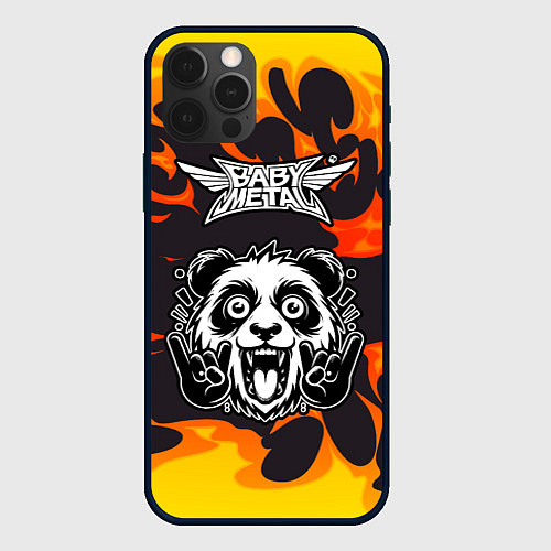 Чехол iPhone 12 Pro Babymetal рок панда и огонь / 3D-Черный – фото 1