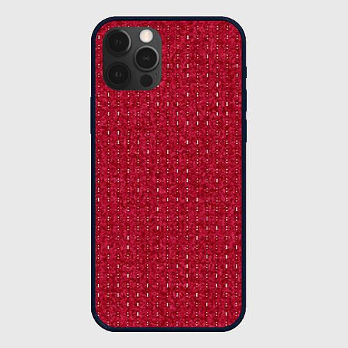Чехол iPhone 12 Pro Вишнёвый мелкие полосочки / 3D-Черный – фото 1