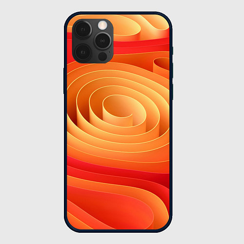 Чехол iPhone 12 Pro Оранжевые объемные круги / 3D-Черный – фото 1
