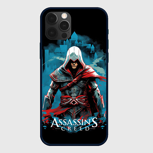 Чехол iPhone 12 Pro Assassins creed холодный фон / 3D-Черный – фото 1