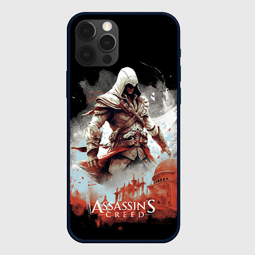 Чехол iPhone 12 Pro Assassins creed город из частиц / 3D-Черный – фото 1