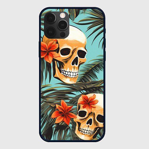 Чехол iPhone 12 Pro Черепа на море / 3D-Черный – фото 1