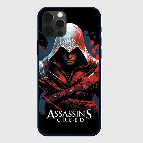 Чехол iPhone 12 Pro Assassins creed красная краска / 3D-Черный – фото 1