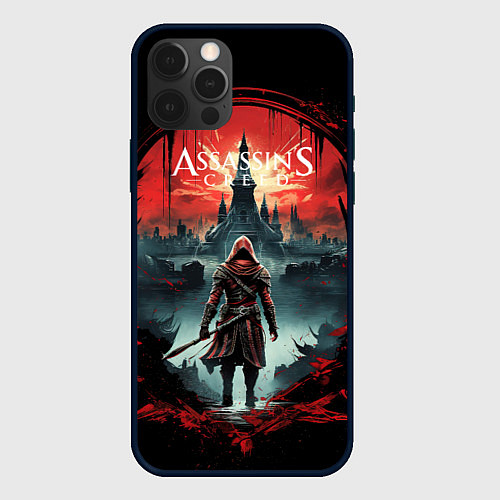 Чехол iPhone 12 Pro Assassins creed город на горизонте / 3D-Черный – фото 1