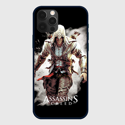Чехол iPhone 12 Pro Assassins creed белая пыль / 3D-Черный – фото 1