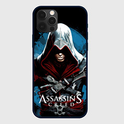 Чехол iPhone 12 Pro Assassins creed темный синий фон