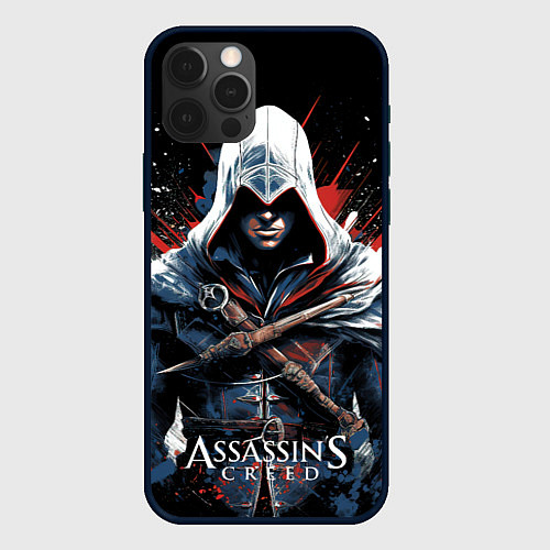 Чехол iPhone 12 Pro Assassins creed мазки красок / 3D-Черный – фото 1