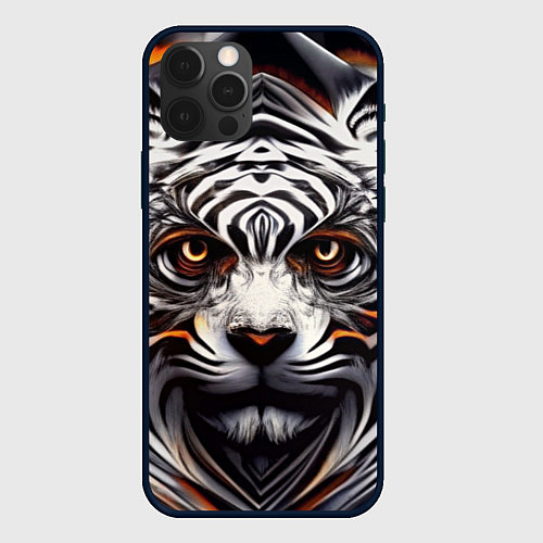 Чехол iPhone 12 Pro Абстракция: тигр / 3D-Черный – фото 1