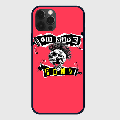 Чехол iPhone 12 Pro God save pank / 3D-Черный – фото 1