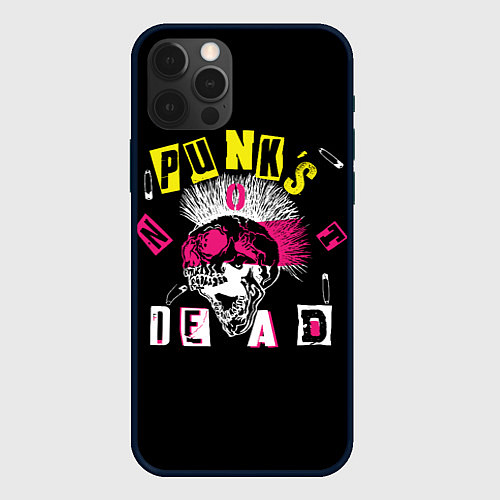 Чехол iPhone 12 Pro Панки живы - череп с ирокезом / 3D-Черный – фото 1