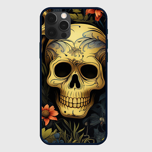 Чехол iPhone 12 Pro Осенние черепа / 3D-Черный – фото 1