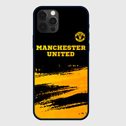 Чехол для iPhone 12 Pro Manchester United - gold gradient посередине, цвет: 3D-черный