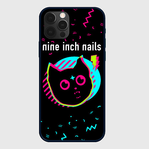 Чехол iPhone 12 Pro Nine Inch Nails - rock star cat / 3D-Черный – фото 1