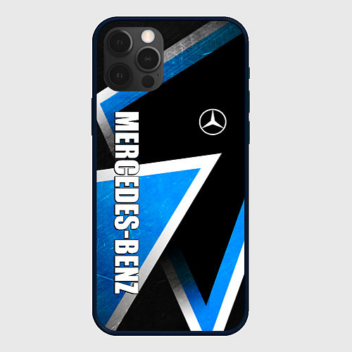 Чехол iPhone 12 Pro Mercedes - blue metal / 3D-Черный – фото 1