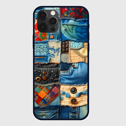 Чехол iPhone 12 Pro Vanguard denim patchwork - ai art