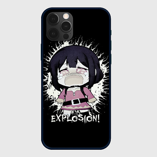 Чехол iPhone 12 Pro Chibi Megumin Explosion / 3D-Черный – фото 1