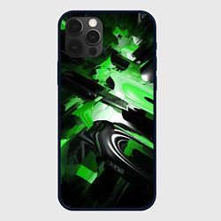 Чехол iPhone 12 Pro Green dark abstract geometry style