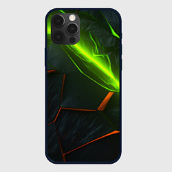 Чехол iPhone 12 Pro Green neon abstract geometry