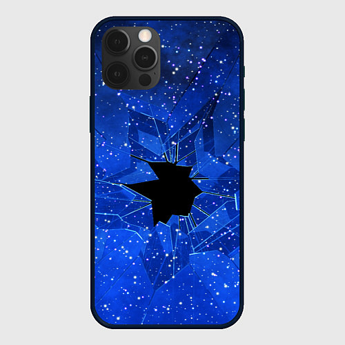 Чехол iPhone 12 Pro Расколотое стекло - звездное небо / 3D-Черный – фото 1