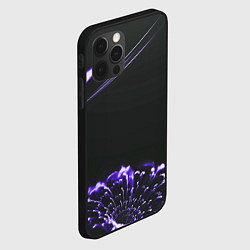 Чехол для iPhone 12 Pro Неоновый фиолетовый цветок в темноте, цвет: 3D-черный — фото 2