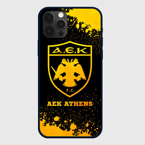 Чехол iPhone 12 Pro AEK Athens - gold gradient / 3D-Черный – фото 1