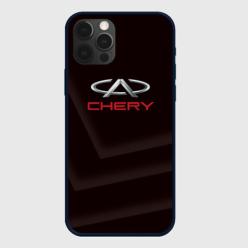 Чехол iPhone 12 Pro Cherry - logo / 3D-Черный – фото 1