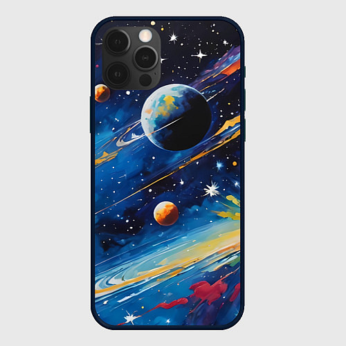 Чехол iPhone 12 Pro Цвета вселенной / 3D-Черный – фото 1
